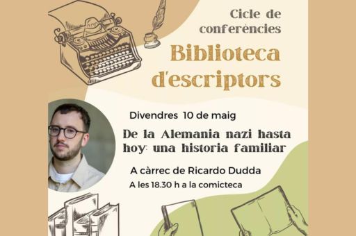 The writer Ricardo Dudda, author of “Mi padre alemán” (My German father), will take part in the lecture series of the Palma Public Library “Can Sales”.