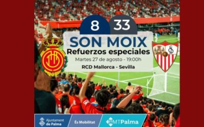 EMT Palma reinforces its services on the occasion of the match between RCD Mallorca and Sevilla