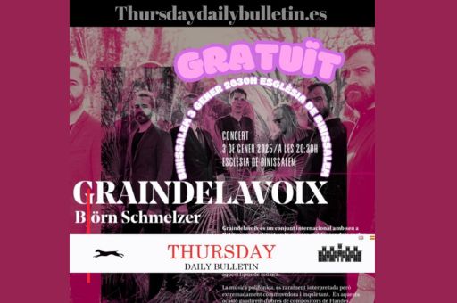 Concierto gratuito en Binissalem. Graindelavoix actúa en la Iglesia el 3 de enero de 2025 a las 20:30h