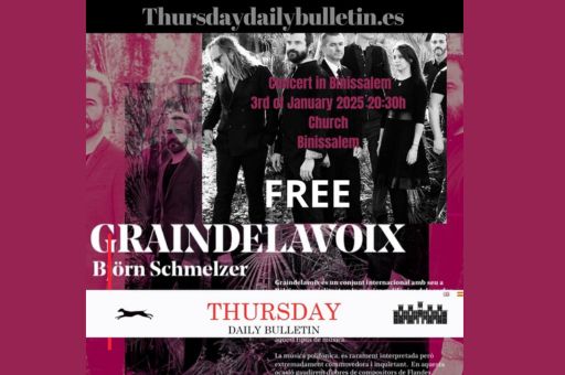 Free Concert in Binissalem. Graindelavoix Performs at the Church on 3rd January 2025 at 20:30h